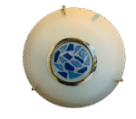 Plafoniera Clasica NU 9-329/40 CHROM BLAU E27 2x40W Abajur Rotund  din Sticla cu Forme, Culoare Albastru/Alb + Contur Sticla Matt ORION