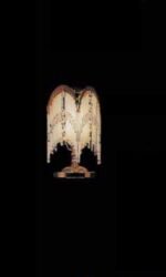 Veioza LA 4-767/1 GOLD E14 1x40W Baza Metal Auriu Abajur Triunghi din Bete de Cristal cu Intrerupator pe Fir ORION - imagine 2