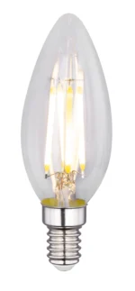 Bec LED, nichel mat, sticla transparenta, 2 buc la pachet, Ø35, H:98, 2xE14 LED 4W 230V, 400lm, 3000K.