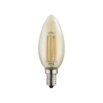Bec LED, argintiu, sticla chihlimbar, forma lumanare, Ø35, H:98, 1xE14 LED 4W 230V, 350lm, 2200K.