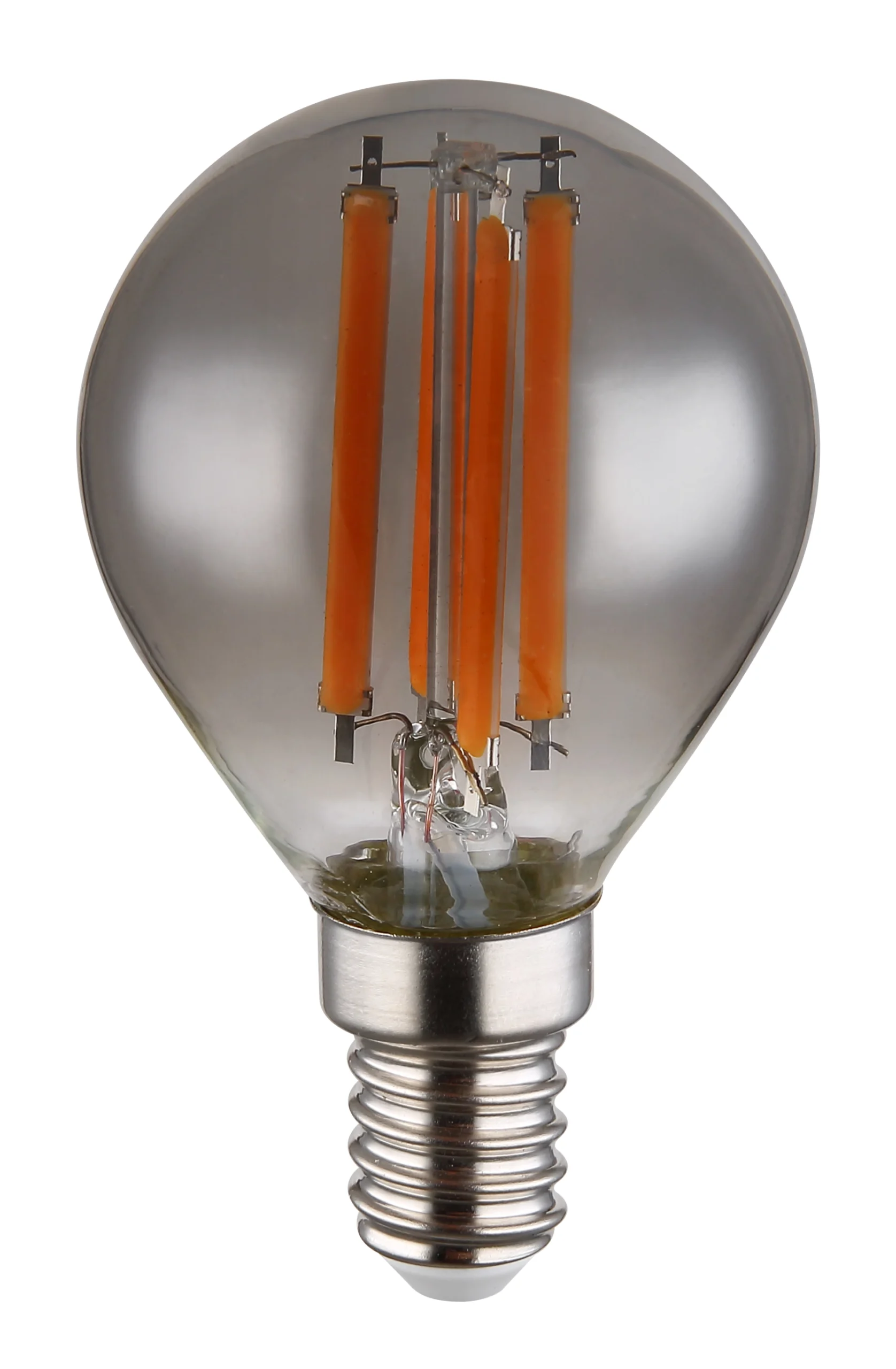 10589S_b Bec LED din sticlă fumurie, aluminiu argintiu metalic, PVC alb lucios, direcția luminii: sus și jos, ø: 45mm, I: 78mm, incl. 1x E14 ILLU 6W 230V, 380lm Sursă, 380lm Ieșire, 1800K - imagine 1