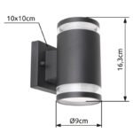 Aplica de exterior,aluminiu antracit , sticlă transparentă, se aprinde in sus și în jos, IP44, WxH: 100x165, AL: 130, excl. 2xGX53 11W 230V. - imagine 6