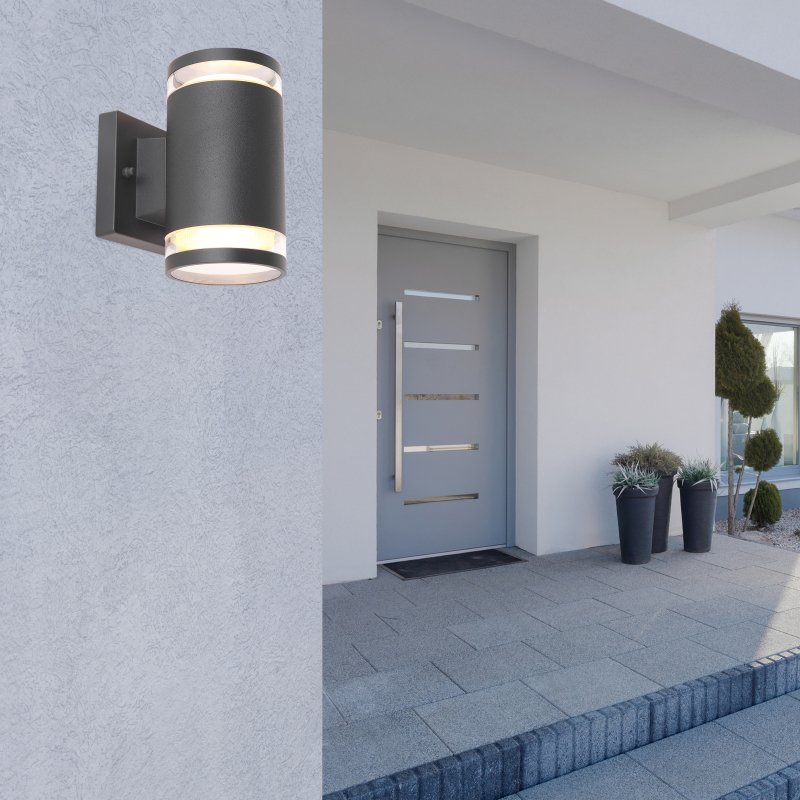 alcala-32063-2a-g24600-6 Aplica de exterior,aluminiu antracit , sticlă transparentă, se aprinde in sus și în jos, IP44, WxH: 100x165, AL: 130, excl. 2xGX53 11W 230V. - imagine 1