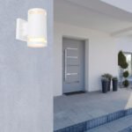 Aplica de exterior,aluminiu alb , sticlă transparentă, se aprinde in sus și în jos, IP44, WxH:. 100x165, AL 130, excl. 230V 2xGX53 11W