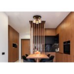 Plafonieră metal negru mat, lemn maro închis, sticlă fumurie, ø: 300mm, H: 210mm, excl. 3x E27 25W 230V - imagine 2