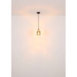 Lampă suspendată metal negru mat, lemn maro închis, sticlă fumurie, cablu PVC negru, înălțimea poate fi scurtată, ø: 120mm, H: 1200mm, excl. 1x E27 25W 230V - imagine 5