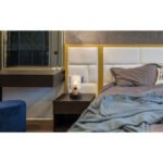 Lampă de masă metal negru mat, lemn maro închis, sticlă fumurie, cablu PVC negru, comutator basculant pe cablu, ø: 120mm, H: 210mm, lungime cablu 1500mm, excl. 1x E27 25W 230V - imagine 2