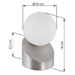 Lampă de masă metal nichel mat, touch on/off, ø: 100mm, H: 160mm, incl. 1x G9 LED 3W 230V, 330lm sursă, 275lm ieșire, 3000K - imagine 4