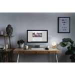 Lampă de masă metal aspect lemn, sticlă opală, alb, cablu PVC, touch on/off, ø: 100mm, H: 160mm, incl. 1x G9 LED 3W 230V, 330lm sursă, 275lm ieșire, 3000K, incl. bec LED