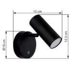 Aplica Spot plastic negru mat, plastic opal, touch on/off, touch dimmer, excl. adaptor, USB-A 2.0/USB-C, mobil, se aprinde în timpul încărcării, cu magnet pentru montare ușoară pe perete, 100x125x150mm, incl. LED 0.4W 230V, sursă 60lm, ieșire 29lm, 3100K - imagine 6