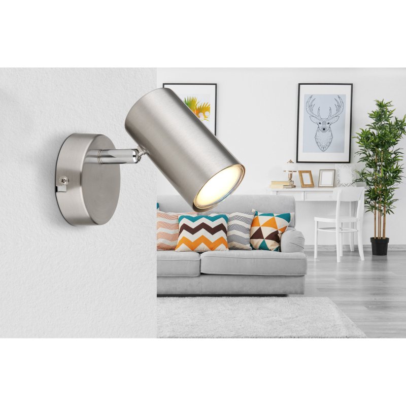allvi-57914-1n-g28667-5 Spotlight nichel metalic mat, crom, nichel metalic mat, LxA: 80x100mm, AL: 120mm, excl. 1x GU10 25W 230V - imagine 1
