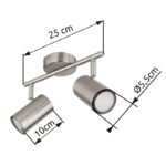 Plafoniera Spotlight metal nichel mat, crom, metal nichel mat, LxLxA: 250x100x135mm, fără 2x GU10 25W 230V - imagine 6
