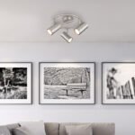 Spotlight metal nichel mat, crom, metal nichel mat, ø: 250mm, H: 135mm, fără 3x GU10 25W 230V - imagine 2