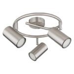 Spotlight metal nichel mat, crom, metal nichel mat, ø: 250mm, H: 135mm, fără 3x GU10 25W 230V - imagine 3