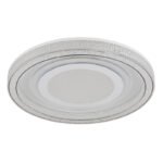 Plafonieră din metal alb mat, cristale acrilice transparente, oglindă cu efect 3D, acrilic transparent, mai multe niveluri prin comutator de perete, funcție de memorie, telecom., ø 480mm, LED 48W 230V, sursă 265-6000lm, ieșire 220-2640lm, 2700-6000K - imagine 3