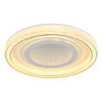 Plafonieră din metal alb mat, cristale acrilice transparente, oglindă cu efect 3D, acrilic transparent, mai multe niveluri prin comutator de perete, funcție de memorie, telecom., ø 480mm, LED 48W 230V, sursă 265-6000lm, ieșire 220-2640lm, 2700-6000K - imagine 5