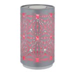Lampă de masă plastic alb mat, metal gri ștanțe decorative, touch on/off, comutator în trepte, schimbător de culori RGB, excl. adaptor, incl. USB-C/USB-C, se aprinde și în timpul încărcării, ø 80mm, H:140mm, incl. LED 1W 230V, sursă 40lm, ieșire 15lm - imagine 4