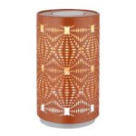 Lampă de masă metal auriu ștanțe decorative, touch on/off, comutator în trepte, schimbător de culori RGB, excl. adaptor, USB-C /USB-C, se aprinde și în timpul încărcării, ø 80mm, H: 140mm, incl. LED 1W 230V, sursă 40lm, ieșire 15lm, color + 6000K