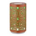 Lampă de masă metal auriu ștanțe decorative, touch on/off, comutator în trepte, schimbător de culori RGB, excl. adaptor, USB-C /USB-C, se aprinde și în timpul încărcării, ø 80mm, H: 140mm, incl. LED 1W 230V, sursă 40lm, ieșire 15lm, color + 6000K - imagine 4