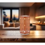 Lampă de masă metal auriu ștanțe decorative, touch on/off, comutator în trepte, schimbător de culori RGB, excl. adaptor, USB-C /USB-C, se aprinde și în timpul încărcării, ø 80mm, H: 140mm, incl. LED 1W 230V, sursă 40lm, ieșire 15lm, color + 6000K