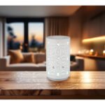 Lampă de masă metal alb ștanțe decorative, touch on/off, comutator în trepte, schimbător de culori RGB, excl. adaptor, USB-C/USB-C, luminează și în timpul încărcării, ø 80mm, H: 140mm, incl. LED 1W 230V, sursă 40lm, ieșire 15lm, color + 6000K - imagine 2
