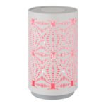 Lampă de masă metal alb ștanțe decorative, touch on/off, comutator în trepte, schimbător de culori RGB, excl. adaptor, USB-C/USB-C, luminează și în timpul încărcării, ø 80mm, H: 140mm, incl. LED 1W 230V, sursă 40lm, ieșire 15lm, color + 6000K - imagine 3