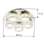 Plafoniera, crom, sticla mata, cristale K5 trasnparente, dimabil, D: 400, H: 110, inclusiv 1xLED 40W 230V, 2800LM, 4000K. - imagine 4