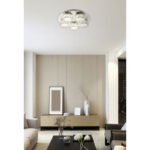 Plafoniera, crom, sticla mata, cristale K5 trasnparente, dimabil, D: 400, H: 110, inclusiv 1xLED 40W 230V, 2800LM, 4000K.