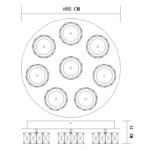 Plafoniera, crom, sticla mata, cristale K5 trasnparente, D: 500, H: 110, inclusiv 1xLED 64W 230V, 4580lm, 4000K - imagine 3