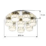 Plafoniera, crom, sticla mata, cristale K5 trasnparente, D: 500, H: 110, inclusiv 1xLED 64W 230V, 4580lm, 4000K - imagine 4
