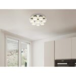 Plafoniera, crom, sticla mata, cristale K5 trasnparente, D: 500, H: 110, inclusiv 1xLED 64W 230V, 4580lm, 4000K