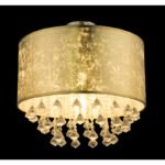 Plafonul de lumină satin nichel, aur frunze uscate, cristale acrilice clare, D: 400, H: 380, excl. 1xE27 60W 230V. - imagine 3