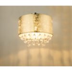 Plafonul de lumină satin nichel, aur frunze uscate, cristale acrilice clare, D: 400, H: 380, excl. 1xE27 60W 230V. - imagine 5