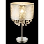 Veioza, nichel satin, plastic, textil argintiu, finisaj acril satinat înălțime abajur 20 cm, întrerupător,, D: 320, H: 560, excl. 1xE27 60W 230V. - imagine 4