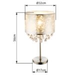 Veioza, nichel satin, plastic, textil argintiu, finisaj acril satinat înălțime abajur 20 cm, întrerupător,, D: 320, H: 560, excl. 1xE27 60W 230V. - imagine 6