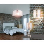 Aplica de perete, nichel satin, plastic, textil argintiu, finisaj acril satinat înălțime abajur 20 cm, întrerupător, LxH: 150x260, AL: 190, excl. 1xE14 40W 230V - imagine 2