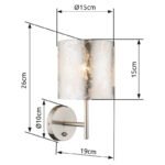 Aplica de perete, nichel satin, plastic, textil argintiu, finisaj acril satinat înălțime abajur 20 cm, întrerupător, LxH: 150x260, AL: 190, excl. 1xE14 40W 230V - imagine 3