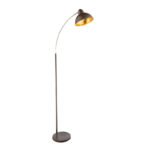 Lampadar, metalic ruginiu, alamă, abajur interior auriu, cablu 1,8 m, comutator, LxWxH: 510x250x1550, excl 1xE27 40W 230V