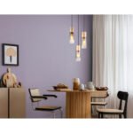 Lampă suspendată metal cappuccino mat, sticlă colorată fumurie, gradient clar, cablu textil negru, înălțimea poate fi scurtată, sticlă cu caneluri, ø: 340mm, H: 1500mm, 3 înălțimi 150cm, 140cm și 130cm, excl. 3x E27 25W 230V - imagine 2