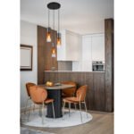 Lampă suspendată metal negru mat, sticlă de culoare cupru, gradient transparent, metal negru-crom, cablu textil negru, ø: 340mm, H: 1500mm, excl. 3x E27 25W 230V - imagine 2