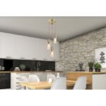 Suspensie din alamă mată, sticlă chihlimbar, cablu textil maro, D: 300, H: 1500, excl. 3xE27 25W 230V - imagine 2