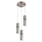Suspensie nichel mat, sticlă fumuriu, cablu textil alb-negru, D: 300, H: 1500, excl. 3xE27 25W 230V - imagine 3