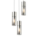 Suspensie nichel mat, sticlă fumuriu, cablu textil alb-negru, D: 300, H: 1500, excl. 3xE27 25W 230V - imagine 4