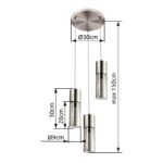 Suspensie nichel mat, sticlă fumuriu, cablu textil alb-negru, D: 300, H: 1500, excl. 3xE27 25W 230V - imagine 6