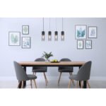 Suspensie metal negru mat, sticlă fumuriu, metal negru mat, cablu textil negru, LxLxA: 800x90x1560mm,excl. 4x E27 25W 230V