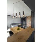 Suspensie , nichel mat, sticlă fumuriu,  cablu textil negru-alb , LxWxH: 800x90x1560, excl 4xE27 25W 230V. - imagine 2