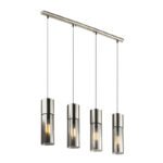 Suspensie , nichel mat, sticlă fumuriu,  cablu textil negru-alb , LxWxH: 800x90x1560, excl 4xE27 25W 230V.