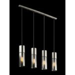 Suspensie , nichel mat, sticlă fumuriu,  cablu textil negru-alb , LxWxH: 800x90x1560, excl 4xE27 25W 230V. - imagine 3