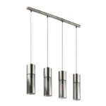 Suspensie , nichel mat, sticlă fumuriu,  cablu textil negru-alb , LxWxH: 800x90x1560, excl 4xE27 25W 230V. - imagine 4