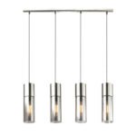 Suspensie , nichel mat, sticlă fumuriu,  cablu textil negru-alb , LxWxH: 800x90x1560, excl 4xE27 25W 230V. - imagine 5